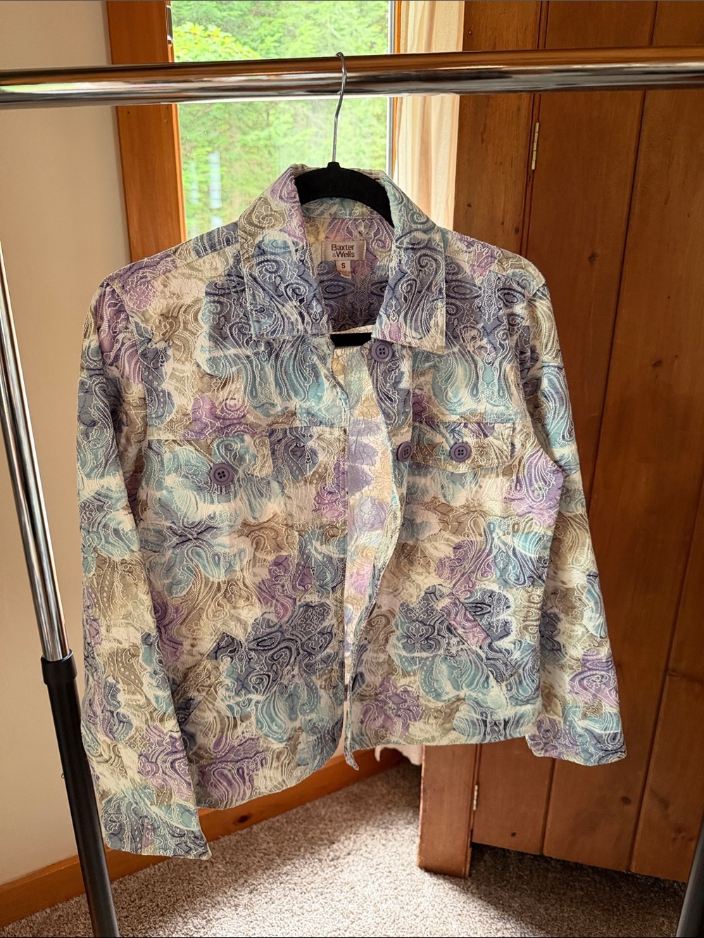 Paisley Jean Jacket in Lavender, Light Blue & Cream
